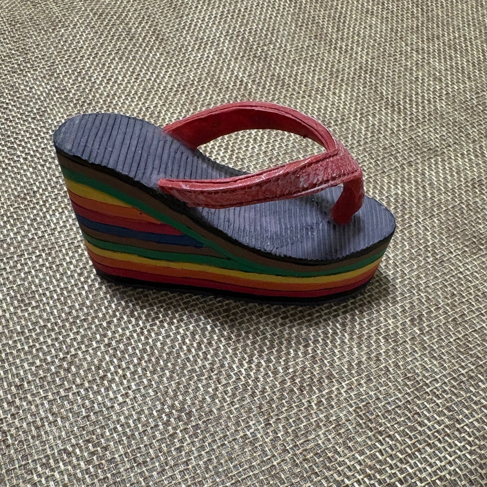 QCOK Collection - Miniature  Retro Rainbow Wedge  Flip Flop